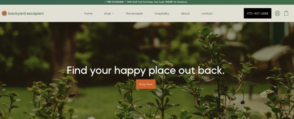Backyard Escapism home page screen grab